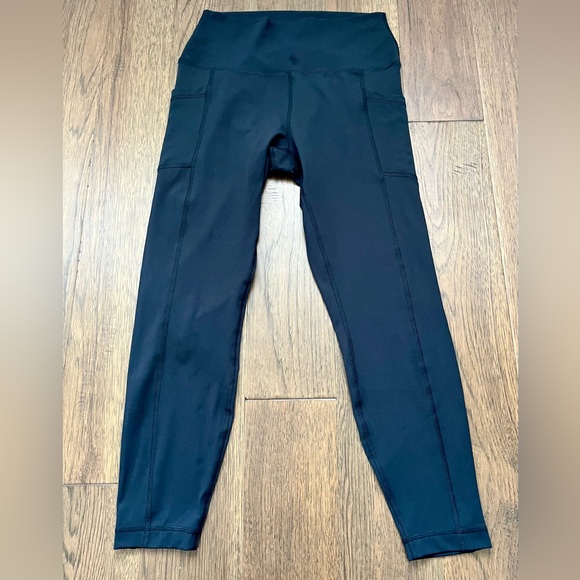 YOGALICIOUS LUX Black Cropped Leggings L High Rise Pockets - Picture 8 of 8